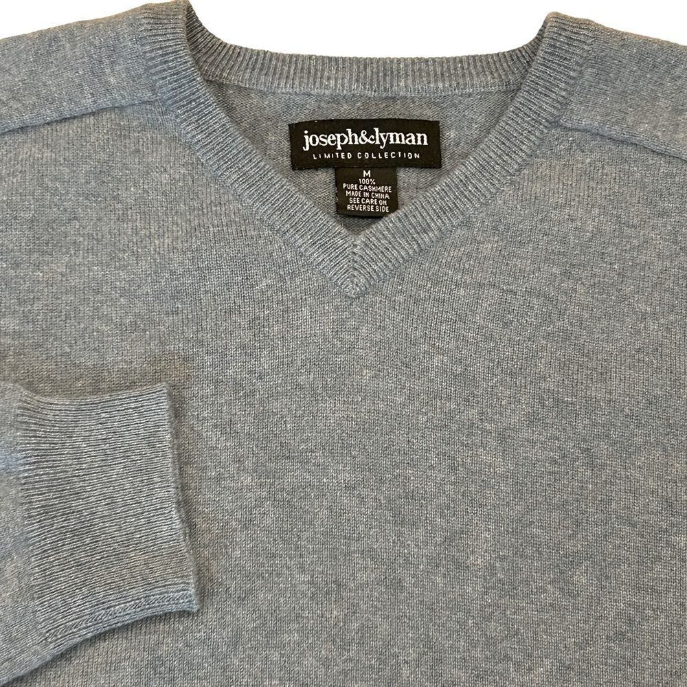 Joseph & Lyman Limited Collection Blue Cashmere V-neck Sweater M
